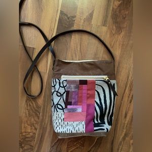 Bookhou handmade patchwork purse with leather straps